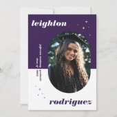 Paarse Fun Ronde Foto Afstuderen Aankondiging (Voorkant)