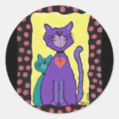 Paarse Funky Cat & Kat - stickers (Voorkant)