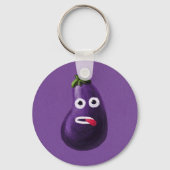 Paarse Funny Cartoon Eggplant Sleutelhanger (Voorkant)