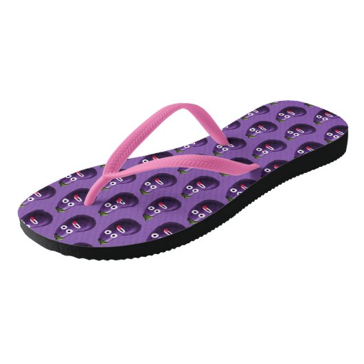 Paarse Funny Cartoon Eggplant Teenslippers (Schuin)