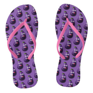 Paarse Funny Cartoon Eggplant Teenslippers