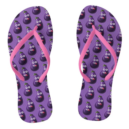 Paarse Funny Cartoon Eggplant Teenslippers (Voetbed)