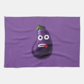 Paarse Funny Cartoon Eggplant Theedoek (Horizontaal)