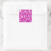 Paarse Funny Kitty Cat Fitness Vierkante Sticker (Tas)