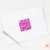 Paarse Funny Kitty Cat Fitness Vierkante Sticker (Envelop)