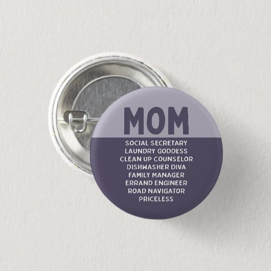 Paarse Funny Mam Joke Mam's leven Ronde Button 3,2 Cm (Voorkant /achterkant)