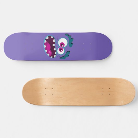 Paarse Funny Monster Character Happy Scary Face Persoonlijk Skateboard (Horizontaal)