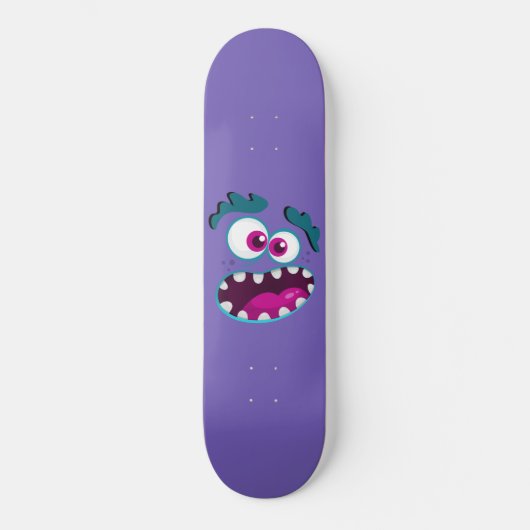 Paarse Funny Monster Character Happy Scary Face Persoonlijk Skateboard (Voorkant)