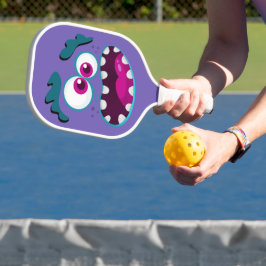 Paarse Funny Monster Character Happy Scary Face Pickleball Paddle