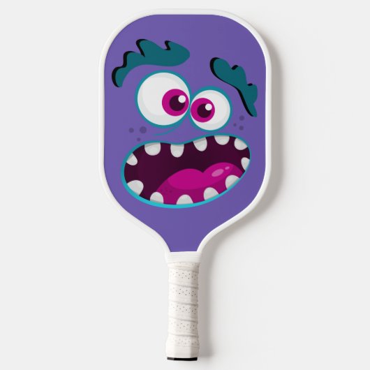 Paarse Funny Monster Character Happy Scary Face Pickleball Paddle (Achterkant)