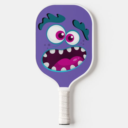 Paarse Funny Monster Character Happy Scary Face Pickleball Paddle (Voorkant)