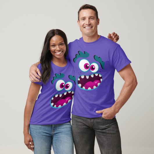 Paarse Funny Monster Character Happy Scary Face T-shirt (Unisex)