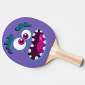 Paarse Funny Monster Character Happy Scary Face Tafeltennisbatje (Zijkant)