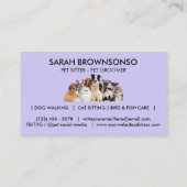 Paarse Funny Pet Dogs Cats Visitekaartje (Achterkant)