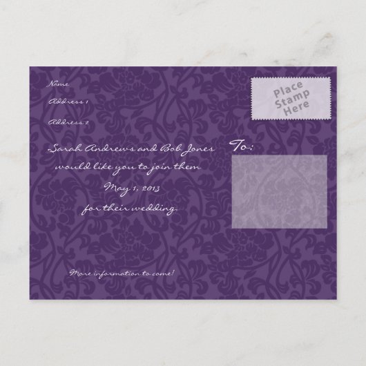 Paarse Fuschia Dahlia Bewaar de datum Aankondigingskaart (Achterkant)