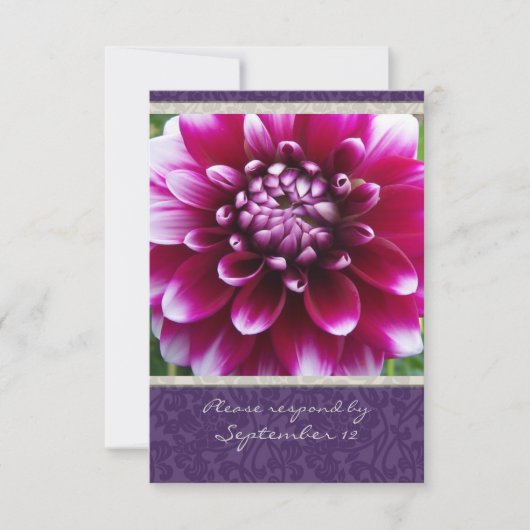 Paarse Fuschia Dahlia rsvp met enveloppen (Voorkant)