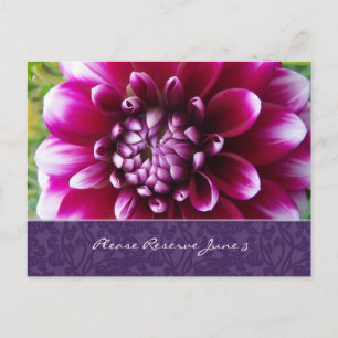 Paarse Fuschia Dahlia Save the Date Aankondigingskaart