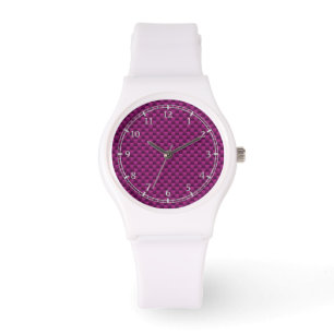 Paarse Fushia-koolstofvezeldiaal Horloge