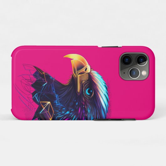 Paarse Futuristische Neon Eagle Vibrant Radiant Case-Mate iPhone Case (Achterkant (horizontaal))