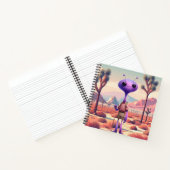 Paarse Fuzzy Alien Hiker Notitieboek (Binnen)