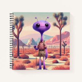 Paarse Fuzzy Alien Hiker Notitieboek