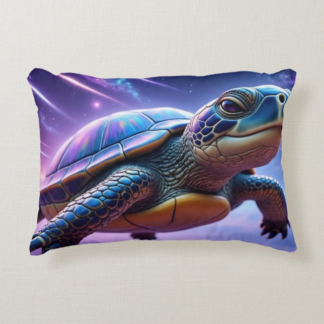 Paarse Galactische Zee Schildpad Accent Kussen (Voorkant)