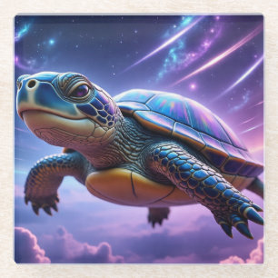 Paarse Galactische Zee Schildpad Glazen Onderzetter
