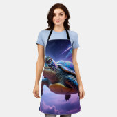 Paarse Galactische Zee Schildpad Schort (Gedragen)