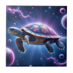 Paarse Galactische Zee Schildpad Tegeltje