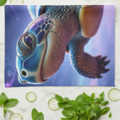 Paarse Galactische Zee Schildpad Theedoek (Gevouwen)