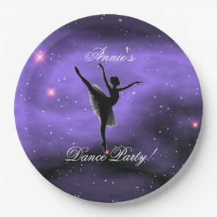 Paarse Galaxy Ballerina Dance Party Papieren Borde Bordje