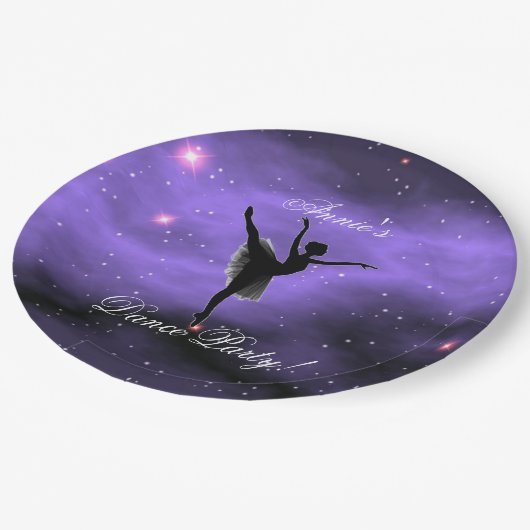 Paarse Galaxy Ballerina Dance Party Papieren Borde Papieren Bordje (Gekanteld)