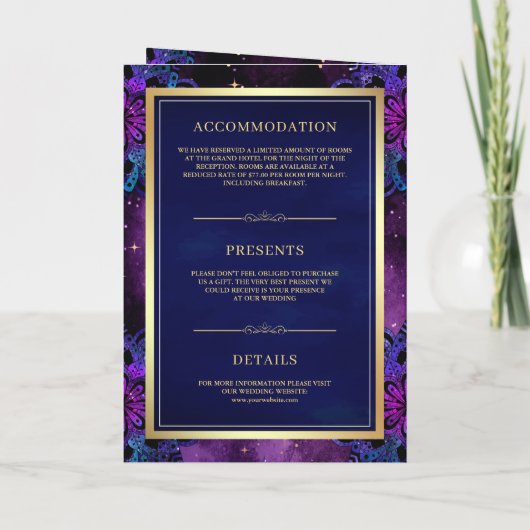 Paarse Galaxy Blue Mandala QR-code Indiaas huwelij (Achterkant)