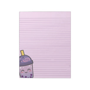 Paarse Galaxy Boba Thee Briefpapier Gelinieerd Not Notitieblok