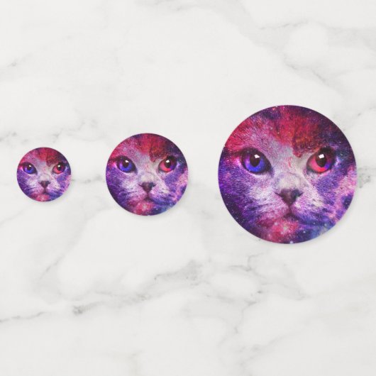 Paarse Galaxy Cat Confetti (Achterkanten)