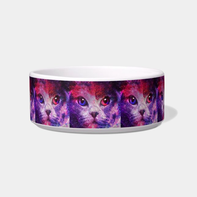 Paarse Galaxy Cat Voerbakje (Voorkant)