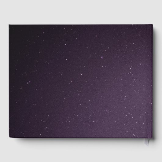 Paarse galaxy Celestial Starry Gold Moon Wedding Gastenboek (Achterkant)