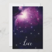 Paarse galaxy Celestial Stars Fairy Lights Wedding Kaart (Achterkant)