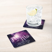 Paarse galaxy Celestial Stars Night Sky Wedding Kartonnen Onderzetters (Insitu)