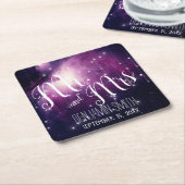 Paarse galaxy Celestial Stars Night Sky Wedding Kartonnen Onderzetters (Schuin)