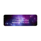 Paarse Galaxy Celestial Wedding Etiket (Voorkant)