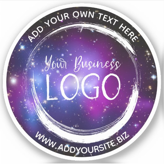 Paarse Galaxy Cluster Business Logo Sticker (Voorkant)
