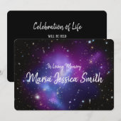 Paarse Galaxy Cluster Celebration of Life Kaart (Voorkant / Achterkant)