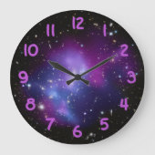 Paarse Galaxy Cluster Celestial Foto Grote Klok (Voorkant)