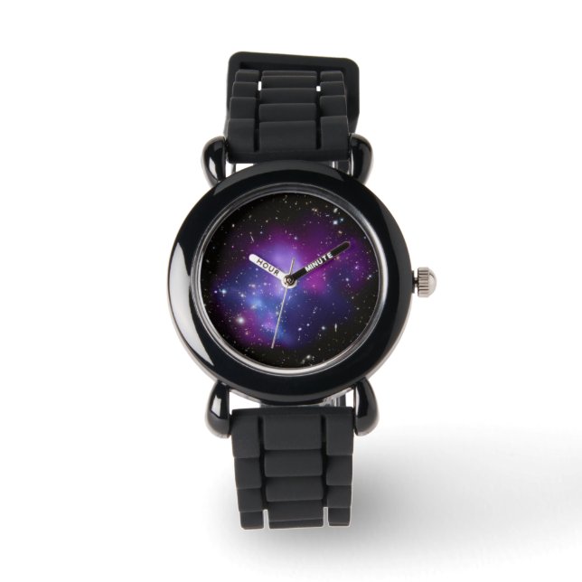 Paarse Galaxy-cluster Horloge (Voorkant)