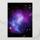 Paarse Galaxy Cluster Planetarium Bruiloft Folie Uitnodiging (Achterkant)