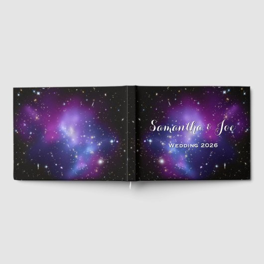 Paarse Galaxy Cluster Planetarium Weddending Gastenboek (Volledig)