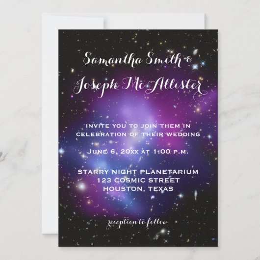 Paarse Galaxy Cluster Planetarium Weddending Kaart (Voorkant)