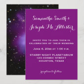 Paarse Galaxy Cluster Planetarium Weddending Kaart (Voorkant / Achterkant)