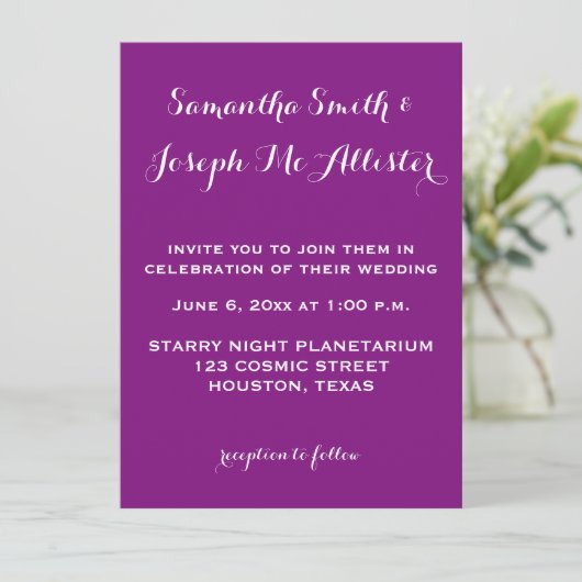 Paarse Galaxy Cluster Planetarium Weddending Kaart (Staand voorkant)